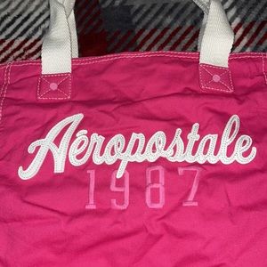AEROPOSTALE 1987 EMBROIDERED PINK TOTE BAG ⚡️2009⚡️Inside Zipper Pocket RARE